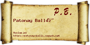 Patonay Balló névjegykártya